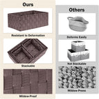 Woven Storage Baskets, Storage Bins, Cube Basket Container Baskets Storage Boxes Organizers for Clothes /Shelves/ Closet, Set of 6 (Brown)