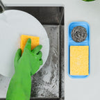 Zulay Kitchen (9x3.5) Silicone Sponge Holder for Kitchen Sink - Flexible Multipurpose Kitchen Soap Tray Sponge Holder - Sink Organizer Tray for Kitchen, Bathroom, Makeup, Trinkets & More (Blue)