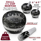 Gusto Nostro Natural Marble Mortar and Pestle Set Small| 4 Inch - 1.5 Cup | Mini Mortar Pestle Set for Grinding Herbs, Nuts, Grains | Pesto Grinding and Guacamole Stone Bowl | Marble Spice Crusher