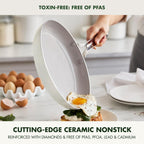 GreenPan Nova 10-Piece Cookware Pots & Pans Set, Oprah’s Favorite Things 2024, PFAS-Free Ceramic Nonstick, Fry, Sauté, Stockpot, Utensils, Lids, Induction Suitable, Dishwasher & Oven Safe, Cream White