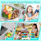 VERONES 5 Pack Glass Meal Prep Containers 2 Compartment Set, 36OZ Airtight Glass Lunch Containers, Glass Food Storage Containers with Lids, for Microwave, Oven, Freezer & Dishwasher Friendly,Green