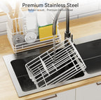 Yofidra Sponge Holder for Kitchen Sink Organizer Caddy: Sink Sponge with Instant Drying Stone, Metal Stainless Steel Basket Home Decor Storage and Organization Accessories 9.5" X 5.5" X 5.7" (White)