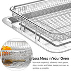 Air Fryer Basket for Oven, OPENICE 15.6" x 11.6" Large Air Fryer Tray and Pan with 30PCS Parchment Papers, Stainless Steel Oven Air Fryer Basket and Tray for Baking Grilling