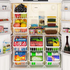 GILLAS 6 Pack Stackable Soda Can Organizer for Refrigerator, Can Holder Dispenser, Canned Food Storage Rack for Fridge, Kitchen, Countertops, Cabinets, White