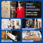 International Plastics Co. 15" Plastic Stretch Film Wrap with Extended Handles 1200ft Each 500% Stretch Clear Cling Durable Adhering Packing Moving Packaging Heavy Duty Shrink