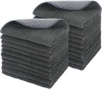 SINLAND Microfiber Dish Cloth Kitchen Washcloth Best Kitchen Cloths Cleaning Cloths Poly Scour Side 12"x12" 20Pack Dark Grey