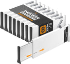 RAPTUROUS Adjustable Deep Drawer Divider – 6" Tall, Expandable 13-22", 8-Pack, Non-Slip Drawer Dividers for Clothes, Dresser, Kitchen & Office Organization (White)