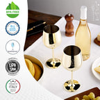 Gusto Nostro Stainless Steel Wine Glass - 18 oz Unbreakable Gold Wine Glasses for Travel, Camping and Pool - Fancy, Unique and Cute Portable Metal Wine Glass for Outdoor Events, Picnics (Set of 4)