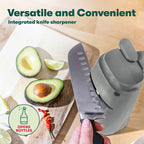 BELLA Electric Can Opener and Knife Sharpener, Multifunctional Jar and Bottle Opener with Removable Cutting Lever and Cord Storage, Stainless Steel Blade, Gray