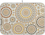 Mandala Ethnic Bohemian Ornament Dish Drying Mat for Kitchen Counter Absorbent Microfiber Drying Pad, Large 18x24 in, Reversible Drainer Mats