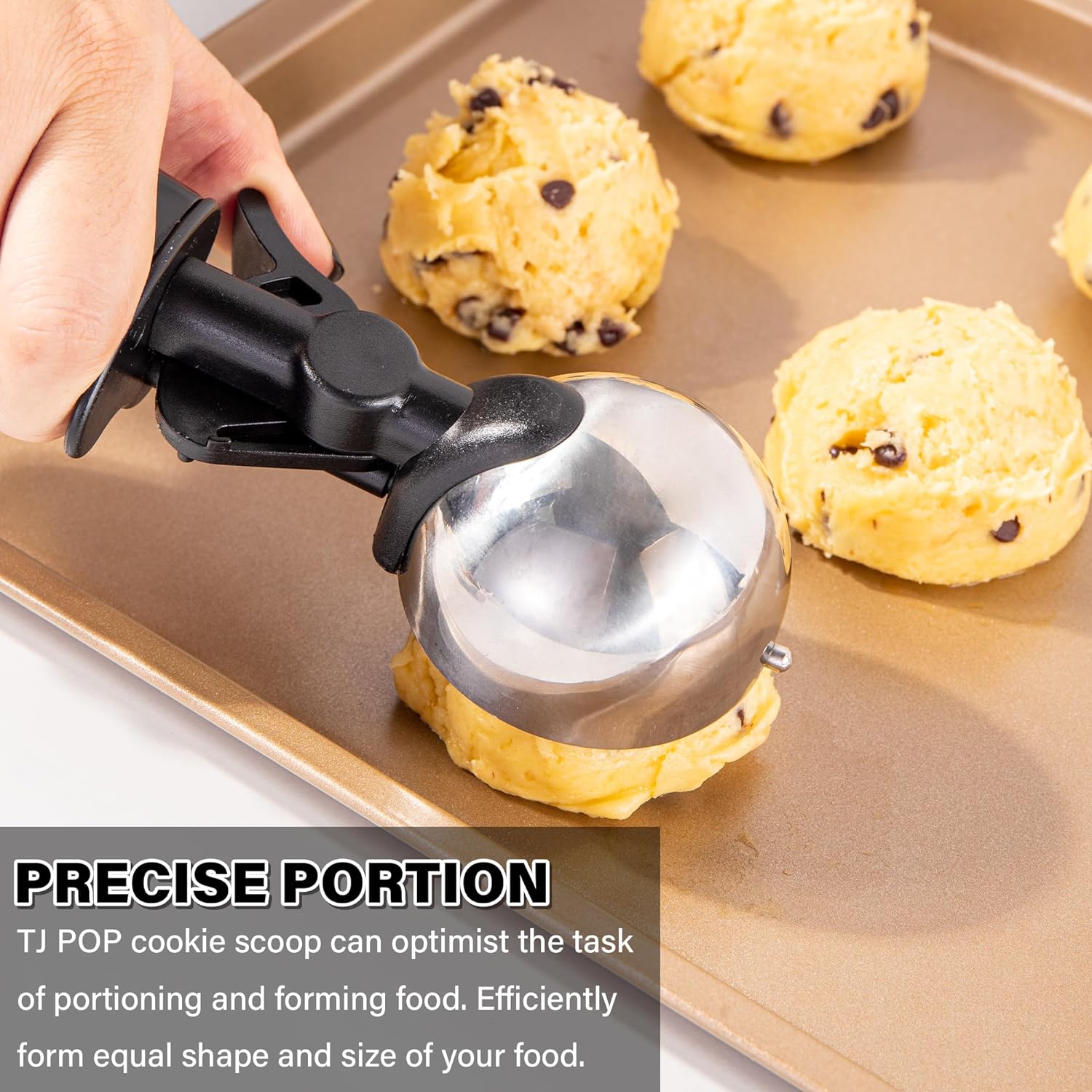3.5 Tbsp Cookie Scoop, Ice Cream Scoop with Thumb Trigger, 3.5 Tablespoon Cookie Dough Scoop, Melon Baller Scoop, Comfortable Grip, Non-Slip, Portion Scoop 55 mm