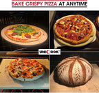 Unicook 14 Inch Round Pizza Stone, Heavy Duty Cordierite Baking Stone for Oven and Grill, Thermal Shock Resistant, Ideal for Baking Crispy Crust Pizzas, Bread, Pies and More, Includes Dough Scraper