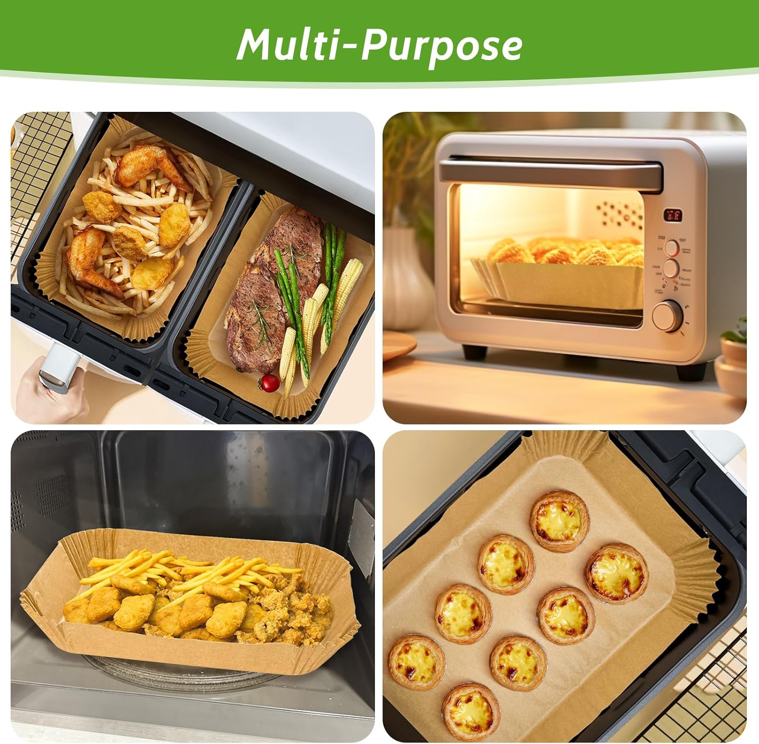360 Pcs 8.7" x 5.5" Unbleached Heavy Duty Air Fryer Paper Liners Disposable, Non-Stick & Non-Leak Parchment Paper Liners for Airfryer Basket, Deep Fryer Parts & Accessories