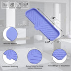 Silicone Bathroom Soap Dishes with Drain Spout-Bathroom and Kitchen Sink Organizer,Sponge Holder,Dish Soap Tray,Perfect for Dispenser,Scrubber,Bottle on Sink or Counter-Light Purple 12"×4"
