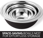 COOK WITH COLOR Stainless Steel Mixing Bowls Set - Nesting Bowls, 6 Pieces, Black