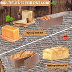 SS&CC Pullman Loaf Pan with Lid 2-Pack, 2.2lb & 1lb Carbon Steel Bread Pan for Homemade Sourdough & Sandwich Bread | Nonstick Bakeware, Heavy Duty & Easy Clean (Gold, 1lb+2.2lb)
