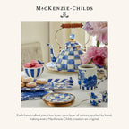 MACKENZIE-CHILDS Enamel Everyday Bowl, Serving Bowl for Entertaining, Extra-Large, Blue-and-White Royal Check, Set of 1