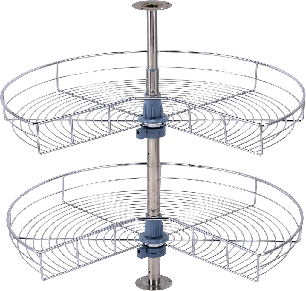 Dowell 28" Kidney Lazy Susan, 2 Shelves, Kitchen Base Corner Cabinet Organizer (Chrome 4001 270 28)
