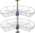 Dowell 28" Kidney Lazy Susan, 2 Shelves, Kitchen Base Corner Cabinet Organizer (Chrome 4001 270 28)