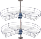Dowell 28" Kidney Lazy Susan, 2 Shelves, Kitchen Base Corner Cabinet Organizer (Chrome 4001 270 28)