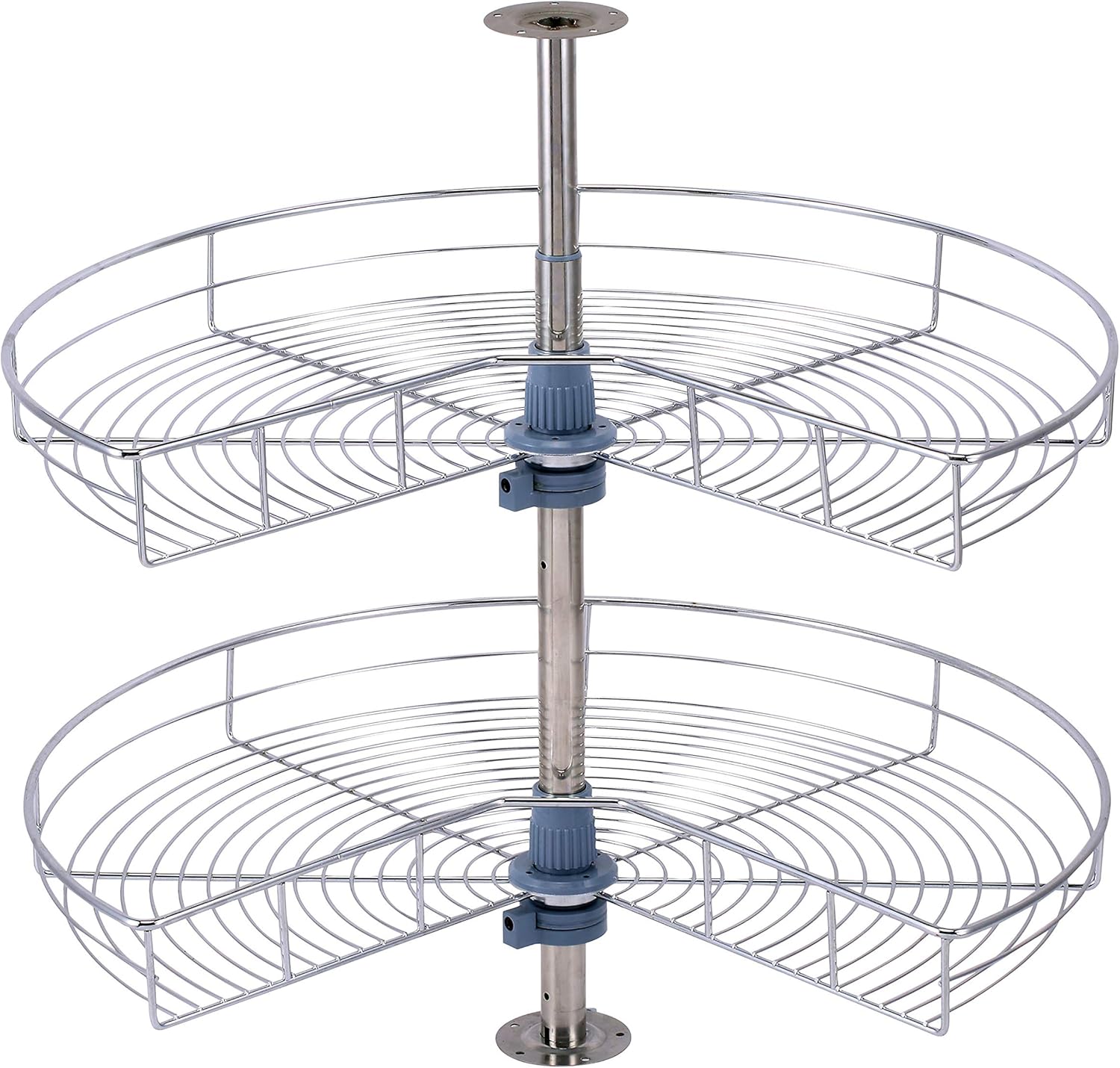 Dowell 28" Kidney Lazy Susan, 2 Shelves, Kitchen Base Corner Cabinet Organizer (Chrome 4001 270 28)