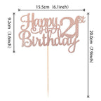 1 PCS Happy 21st Birthday Cake Topper - Glitter Cheers to 21 Years - Fabulous Cake Decoration for 21st Birthday Theme Party - Rose Gold