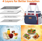 Lifewit Medium Lunch Bag Insulated Lunch Box Soft Cooler Cooling Tote for Adult Men Women, White and Red and Blue 12-Can (9L)
