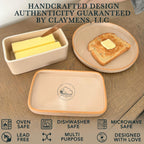 Mora Ceramic Two-in-One Butter Dish with Lid, Covered Butter Crock Container to Leave on Countertop - Large Storage Keeper/Holder for Kitchen, Gifts for Her, Butter Tray For Counter - Chai