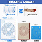 Silicone Pastry Mat Extra Thick Large Non Stick Baking Supplies Kitchen Counter Cooking Rolling Dough Sheet Pie Crust Sourdough Bread Oven Liner with Measurement (L-16''(W)*24''(L), 2#Blue)