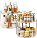 LAMU 2 Pack 2 Tier Lazy Susan Turntable Organizer 10.6'' Rotating Spice Rack Organization for Cabinet, Kitchen, Pantry, Countertop, Bathroom, Vanity, Medicine Cabinet Organizer, Amber