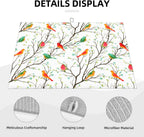 Cute Birds Kitchen Drying Mat Birds on Tree Microfiber Dish Drainer Mat for Kitchen Counter Absorbent Reusable Washable 18x24 Inch