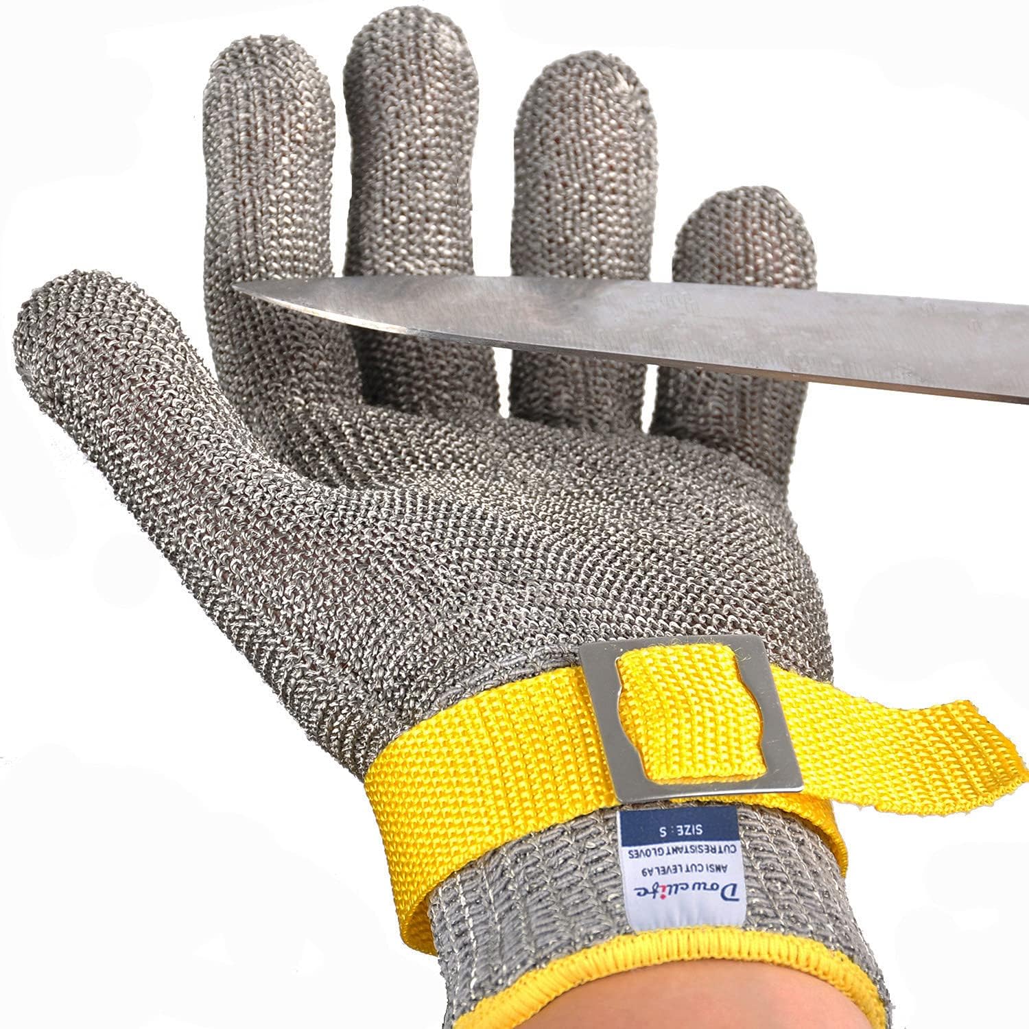 Dowellife ANSI A9 Cut Resistant Glove Food Grade, Stainless Steel Mesh Metal Knife Cutting Glove for Butcher Meat Cutting Oyster Shucking Kitchen Mandoline Chef Slicing Fish Fillet (X-Large)
