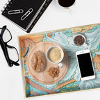 Spsyrine Serving Tray with Handles, Plastic Decorative Tray for Coffee Table, Living Room, Home Decor, Sunflower