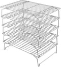 15IN x 10IN Cooling Baking Rack Set of 5, Leonyo 5-Tier Stackable Stainless Steel Wire Baking Cooking Racks Set for Cookie, Pizza, Cup Cake, Raised & Folding Feet