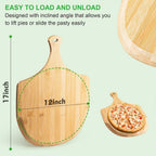 Pizza Peel, Premium Bamboo Pizza Spatula Paddle Cutting Board Handle (Baking Pizza, Bread, Cutting Fruit, Vegetables, Cheese)