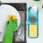 Zulay Kitchen Large Silicone Sponge Holder (12x4) – Flexible Sink Organizer Tray for Kitchen & Bathroom – Multipurpose Soap Dish for Sponges, Makeup, Trinkets & More (Aqua Sky)