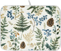 Vintage Herbs Fern Leaves Floral Plant02 Dish Drying Mat for Kitchen Counter Absorbent Microfiber Large Drying Pad Dish mats for Kitchen Countertops 18 x 24 Inch