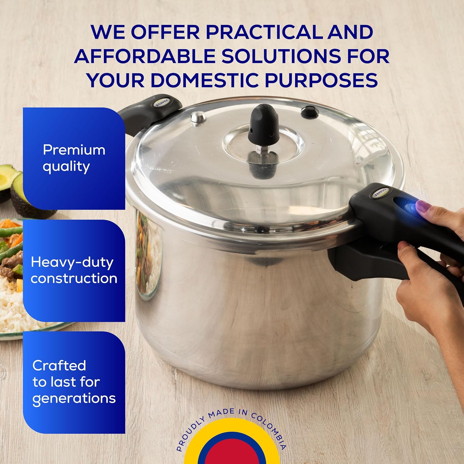 Universal (10.5 Quart / 10 Liter) Anti-Rust Ultra Pressure Cooker, Aluminum Construction for 11 Servings, and Even Heat Distribution, Diameter 10.4 inches, Height 10.6 inches