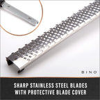BINO Stainless Steel Rasp-Style Grater | Parmesan Grater | Zester Tool | Kitchen Handheld Graters | Culinary Tools | Lemon & Orange Zester | Spice Grater | Cooking & Baking Utensils & Accessories