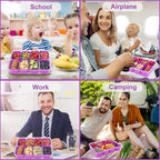 shopwithgreen 2Pcs Snackle Box Container, Divided Serving Tray with Lid and Handle, Snack Box Container Food Platter Charcuterie for Party, Veggies, Snack, Fruit, Nuts, Entertaining, Picnic,Purple