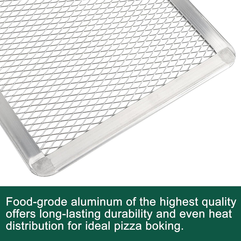 Pizza Screen 11 x 16 Inch 2 Pack Rectangular Aluminum Pizza Pan Restaurant-Grade Flatbread Screen Pizza Crisper Pan,Oven-Safe