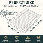 Cooling Racks for Cooking and Baking-10"x14.75" Oven Safe Premium Stainless Steel Heavy Duty Baking Rack Tight-Wire, Fits Jelly Roll Pan Rack for Roasting & Grilling & Cooking-Set of 2