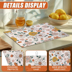 Boho Flower Dish Drying Mat for Kitchen Counter Microfiber Absorbent Dish Kitchen Drying Mat Draining Reusable Washable for Dishes/Utensils/Counterto