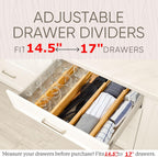 Night Tree Expandable Bamboo Drawer Dividers – Spring-Loaded Wooden Organizers for Clothes, Kitchen Utensils, Bathroom, and Dresser Drawers (14.5" to 16.5")