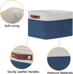 DULLEMELO Fabric Storage Bins, Foldable Storage Baskets for Organizing, Empty Gift Baskets (3-Pack Medium-15 inch X 11 inch X 9.5 inch , White&Blue)