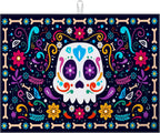 Sugar Skull Dish Drying Mat for Kitchen Counter Microfiber Absorbent Dish Day of the Dead Kitchen Drying Mat Draining Reusable Washable for Dishes/Utensils/Counterto
