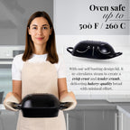 nuovva Dutch Oven For Sourdough Bread Baking – Enamelled Cast Iron Bread Loaf Pot – Oven Safe Non Stick Bread Pot – Rectangular, Black, 24cm x 16cm