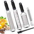 ALLWIN-HOUSEWARE Cheese Grater Zester Set of 5, 304 Stainless Steel with TPE Handle Kitchen Grater & Peeler & Slicer for Cheese, Lemon, Ginger, Garlic, Nutmeg, Fruits, Vegetables, Chocolate