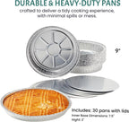 FUNSTITUTION Round Aluminum Pans with Lids (30 Pack) - 9 Inch Disposable Pie Pans - Round Aluminum Foil Pans For Baking, Grilling, Cooking, Storing, Prepping - Pie Tins with Lids