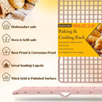 2PCS Cooling Racks for Cooking and Baking - 10" x 16"Heavy Duty Stainless Steel Wire Rack for Baking, Grilling, Roasting - Oven & Dishwasher Safe - Fits Half Sheet Pan（Rose Gold）